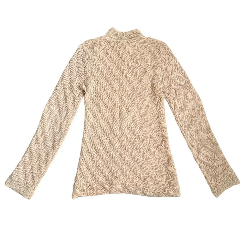 Sundance Verve Wool Blend Mock Neck Knit Sweater Light Tan Size M